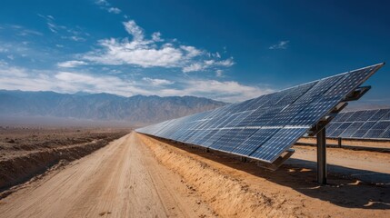 desert solar panels mountain view