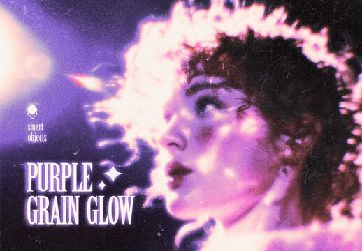 Purple Grain Glow Effect Mockup