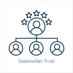 Stakeholder trust icon vector illustration, simple line element Stakeholder trust with editable stroke, Stakeholder trust simple icon, Stakeholder trust icon line style vector image