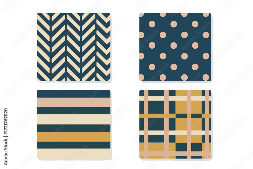 Poster Modern decorative patterns displayed in a square format showcasing various designs and colors