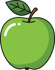 Green apple fruit with leaf vector illustration scalable graphic for eps download