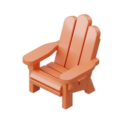 A vibrant orange miniature Adirondack chair, perfectly crafted for relaxation and summer vibes, stands ready for a peaceful moment.