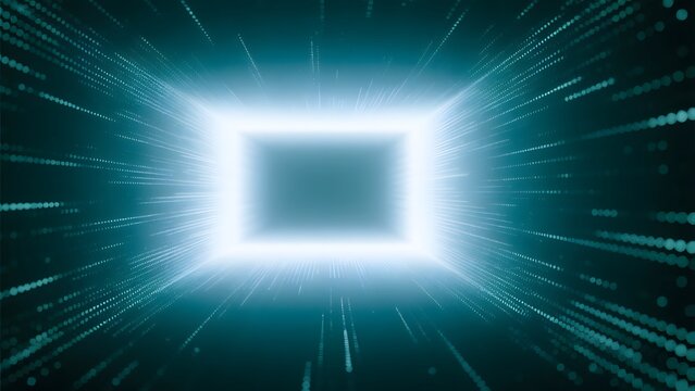 AI chip with futuristic lines and dots moving in space