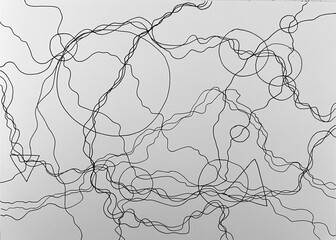 Neurographic style concept abstract traditional art illustration, circle, lines, markers and pencils