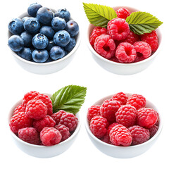 Set of blueberries and raspberries in a bowl