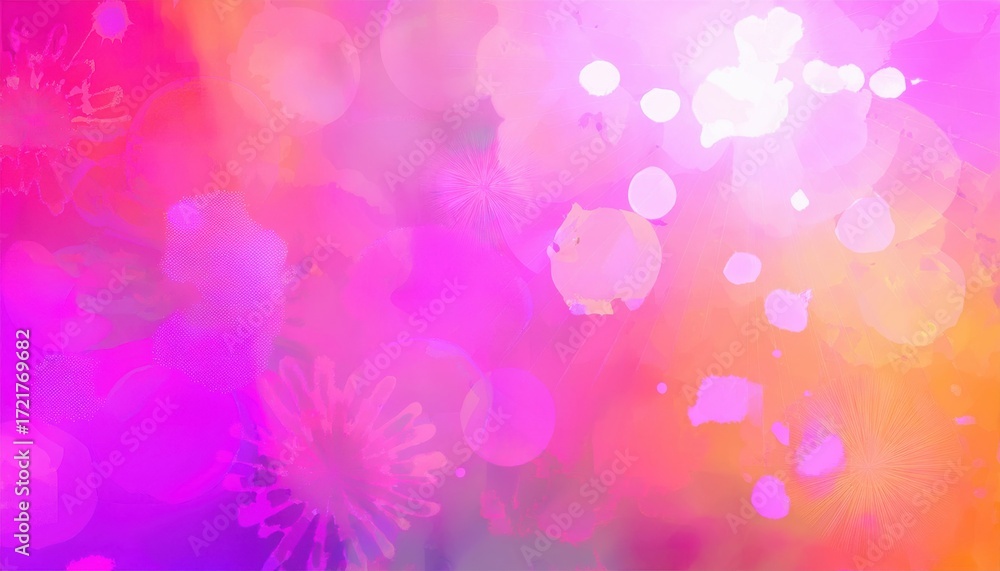 Aufkleber vibrant pink orange abstract blur with glowing circular light shapes and soft bokeh gradient for wal