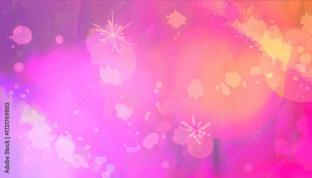 Poster vibrant pink orange abstract blur with glowing circular light shapes and soft bokeh gradient for wal