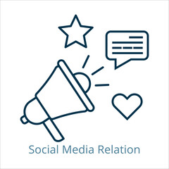 Social media relation icon vector illustration, simple line element Social media relation with editable stroke, Social media relation simple icon, Social media relation icon line style vector image