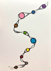 Neurographic style concept abstract traditional art illustration, circle, lines, markers and pencils