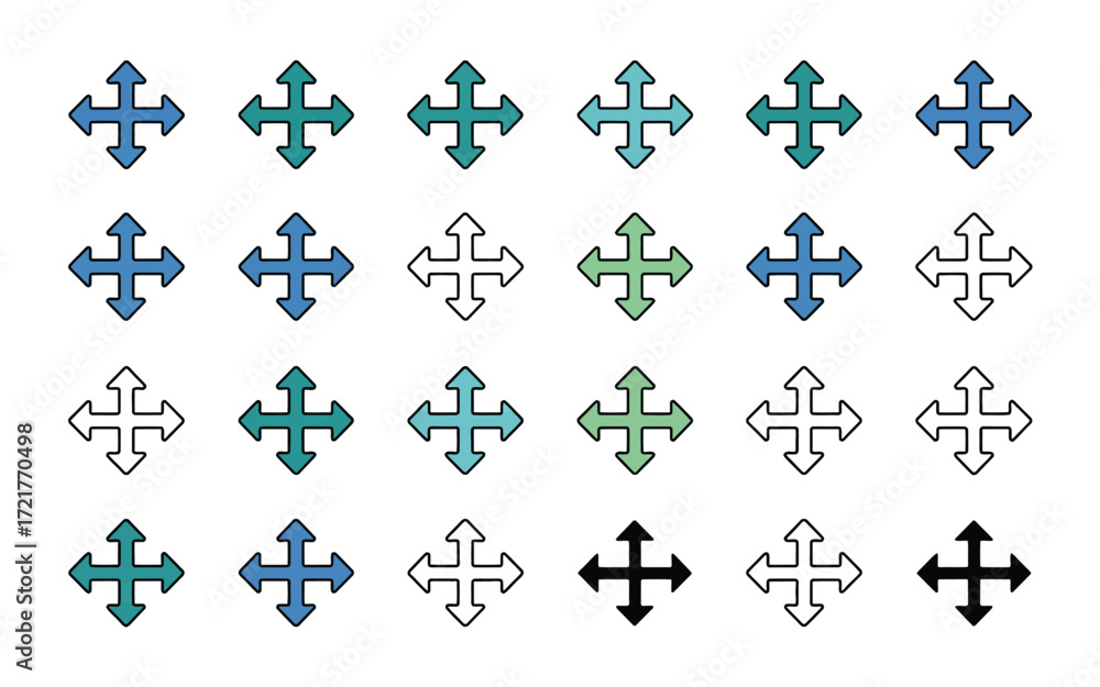 Fototapete vector art of collection of colorful move icons featuring various styles and shades, perfect for int
