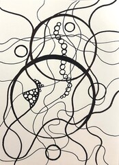 Neurographic style concept abstract traditional art illustration, circle, lines, markers and pencils