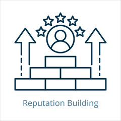 Reputation building icon vector illustration, simple line element Reputation building with editable stroke, Reputation building simple icon, Reputation building icon line style vector image