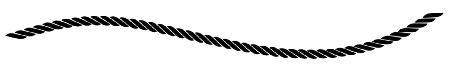 Straight rope vector. Set of repeating rope patterns. Seamless hemp cord line. 