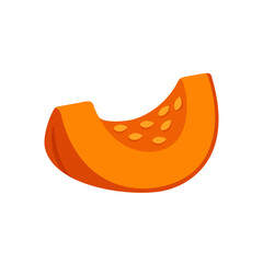 Fresh orange pumpkin slice with seeds isolated vector illustration