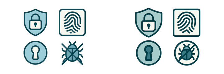 Security symbols represent digital protection and personal privacy measures in modern technology systems