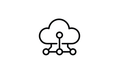 Vector art of cloud computing network icon symbol of data storage, online services, and digital technology minimalist design for websites and applications