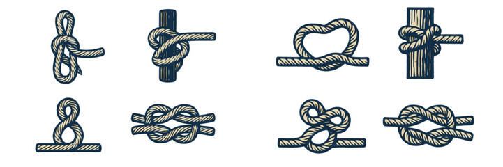 Various types of knots shown in a clear design for learning and reference in practical applications