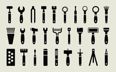 Vector art of set of tool icons collection of various hand tools for repair, construction, and maintenance vector illustration of equipment and instruments