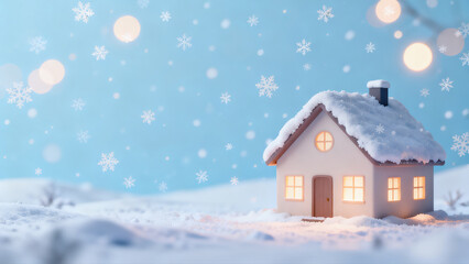 Fototapeta premium Warm Small Hut in Snow