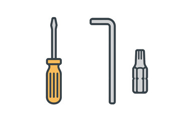 Set of basic tools including screwdriver, hex key, and socket driver, ideal for home repairs and DIY tasks