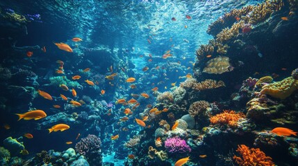 Naklejka premium Underwater coral reef scene