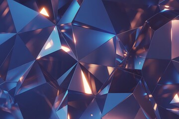 Stunning abstract crystal geometry refracts warm light creating a luxurious, modern backdrop for design