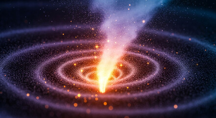 An abstract representation of a cosmic wormhole with swirling particles, hinting at the mysteries of space and time travel