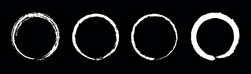 Vibrant Brushstroke Patterns with Artistic Grunge Circles &ndash; A Hand-Painted Round Banner Design for Bold Creative Projects in Black