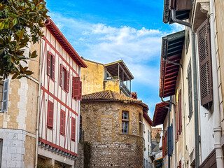 Street view of downtown in Bayonne, France