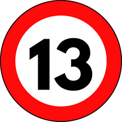 Speed limit 13 traffic sign