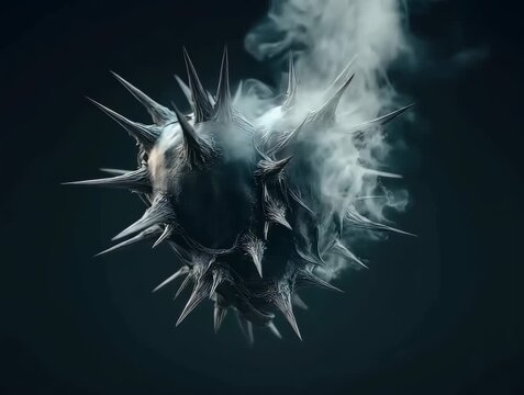 Spiky heart with thorns and smoke dark emotional concept