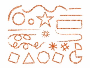 Hand-Drawn Crayon Shapes Vector – Textured Geometric and Symbolic Elements in Reddish Brown