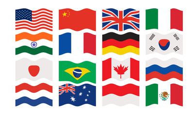Waving Flags of World Countries International Vector Pack