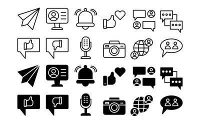 Communication and Social Media Icons Vector Pack