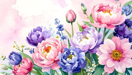 Delicate watercolor floral arrangement