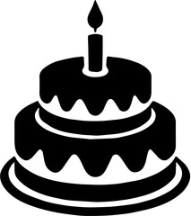 birthday cake icon white and black silhuette illustration