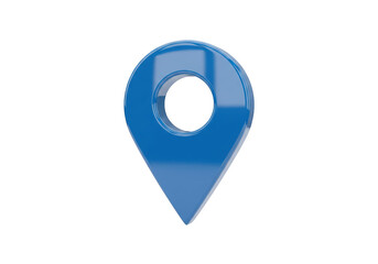 Shiny blue map pointer isolated on transparent background for navigation concept
