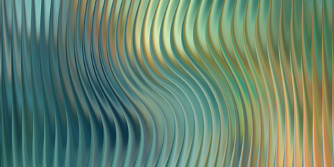 Abstract background with wavy lines in shades of green, blue, and yellow