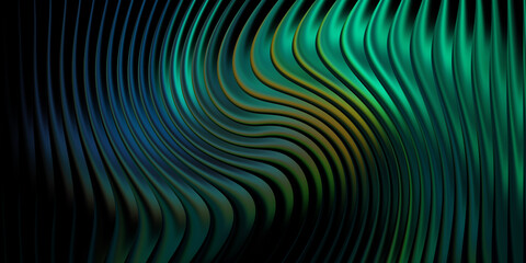 Abstract wavy lines with a gradient of blue, green, and yellow colors