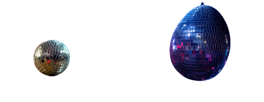 at of Classic Silver Disco Mirror Ball with Sparkling Light Reflections