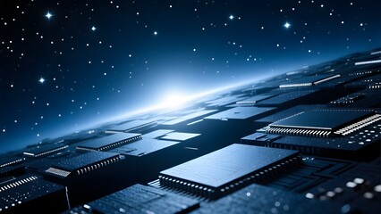 Microchips with futuristic background