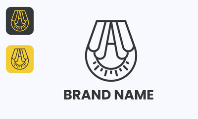 Letter A Light Bulb Logo Unique Modern Black Line Art Design Element