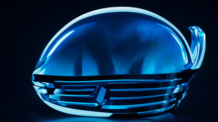 Futuristic glass sphere with blue glow
