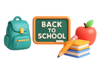 Back to School Vector Icon Set with Supplies and Backpack