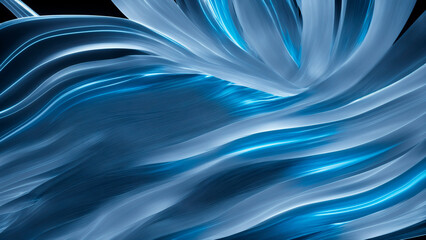 Wavy blue glass lines flowing abstractly