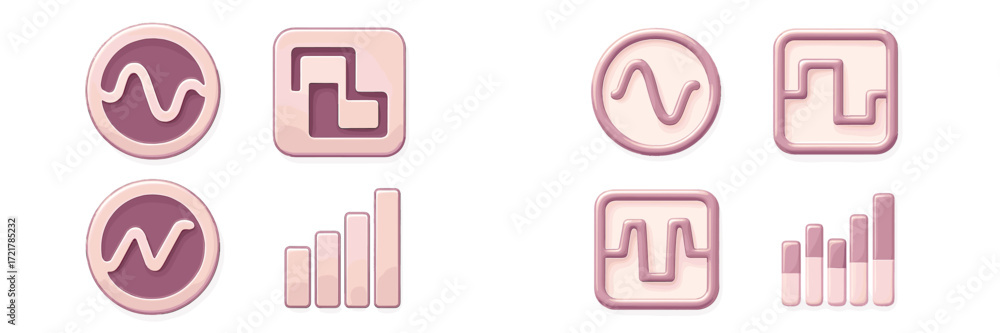 Aufkleber colorful geometric icons representing data analysis and feedback visualizations in a modern design s