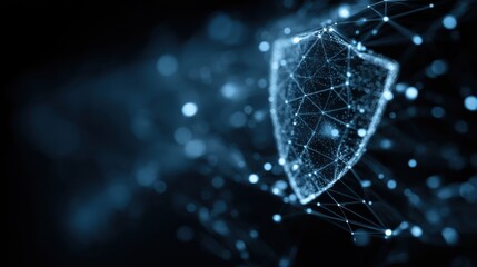 Digital Shield Made of Connected Lines and Dots Protecting Against Cyber Threats security