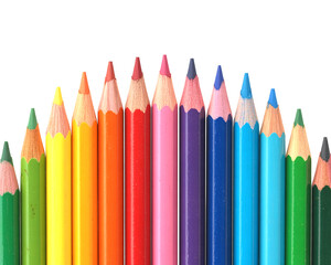 Vibrant colored pencils lined up in a spectrum, sparking creativity and artistic expression for projects.
