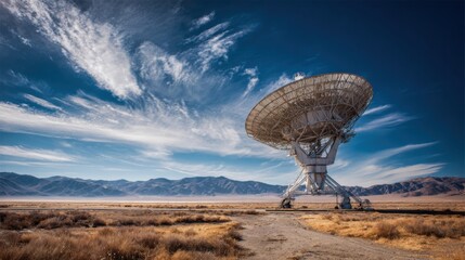 large radio telescope desert landscape