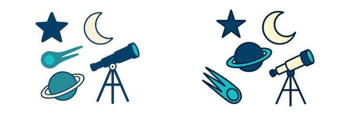 Exploring the night sky with telescopes, stars, planets, and comets in a clear, starlit setting